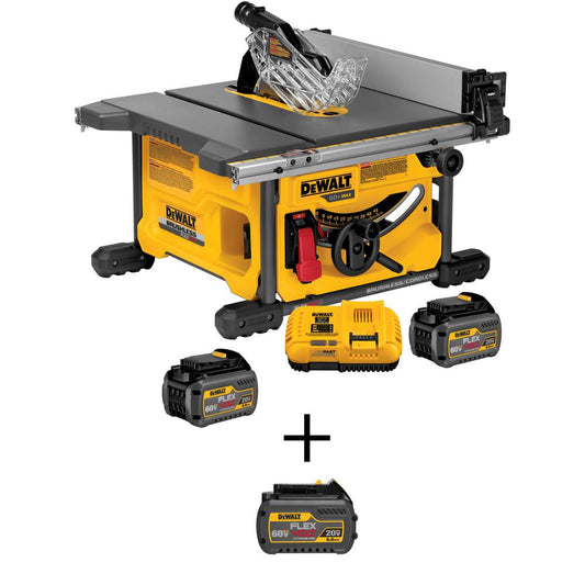 DeWALT FLEXVOLT 60-Volt MAX Cordless Brushless 8-1/4 in. Table Saw Kit with (2) FLEXVOLT 6.0Ah Batteries