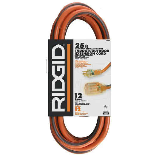 RIDGID 25 ft. 12/3 Heavy-Duty Indoor/Outdoor Extension Cord