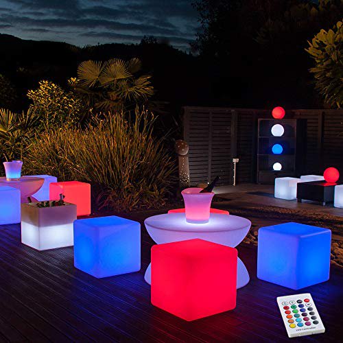 BLUEYE LED Cube Chair Light:16-Inch Cordless LED Cube Seat for Adult, New Easy Charging LED Module,Remote Control,16 RGB Color, Home Garden Party Decoration